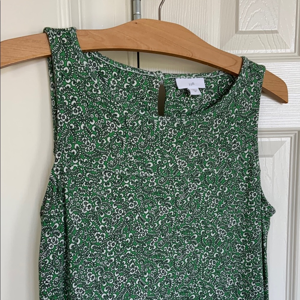 J.Jill green print tiered maxi dress